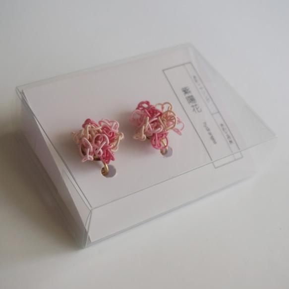 Mizuhiki耳環繡球（粉紅色）中號 第5張的照片