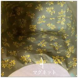 【A4大サイズ】草花手刺繍･綿麻トートバッグ･イエロー【くが屋】 5枚目の画像