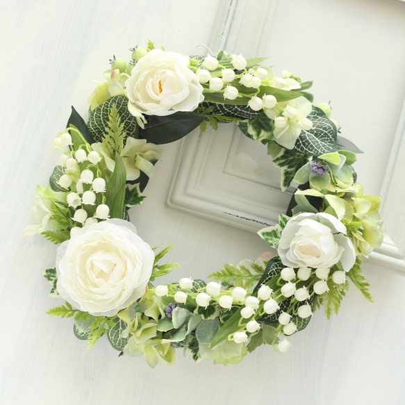 インテリアグリーンリース［すずらん］M アートフラワー +essence 通販