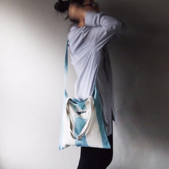 Ma'pin三代新托特 直染 蔚藍色 / 長＋短背帶 棉帆布手染托特包 第2張的照片