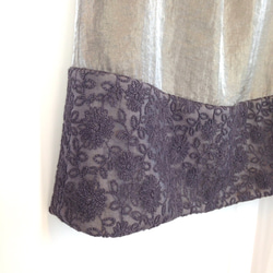 ◆送料無料◆裾レース（くすみ青紫色）切り替え クラシカルなロングスカート 1枚目の画像