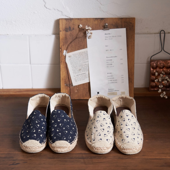 日本製の生地で手縫いの靴作り エスパドリーユ 7枚目の画像