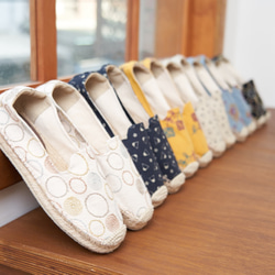 日本製の生地で手縫いの靴作り エスパドリーユ 8枚目の画像