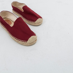 日本の布手作りのわら靴 - バーガンディ 4枚目の画像