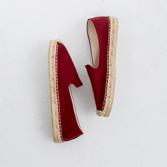 日本の布手作りのわら靴 - バーガンディ 7枚目の画像