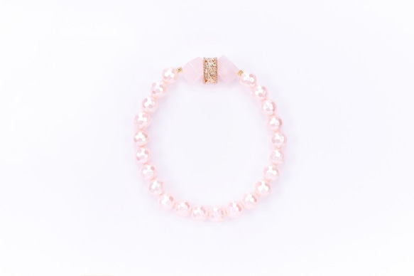 PinkBow] [ピンクの真珠はクォーツのブレスレットをバラ：F160161 3枚目の画像