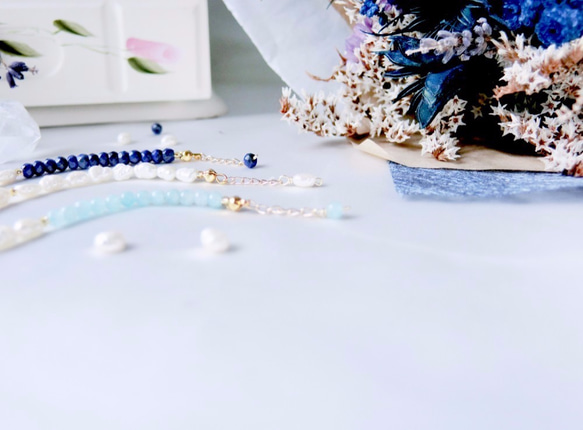 [宴]宝石箱の天河石の真珠モデル：F160166 5枚目の画像