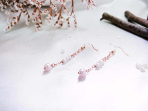 [雪]桜二本鎖真珠のイヤリング：F160143E2 3枚目の画像