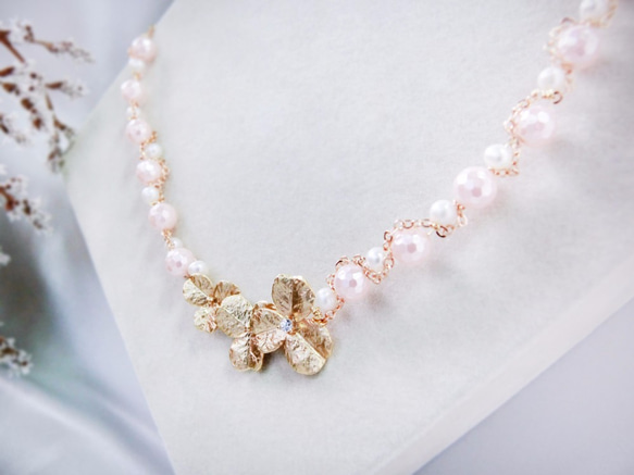 [雪]桜の真珠のネックレスの草ジュースソース：F160143N 1枚目の画像