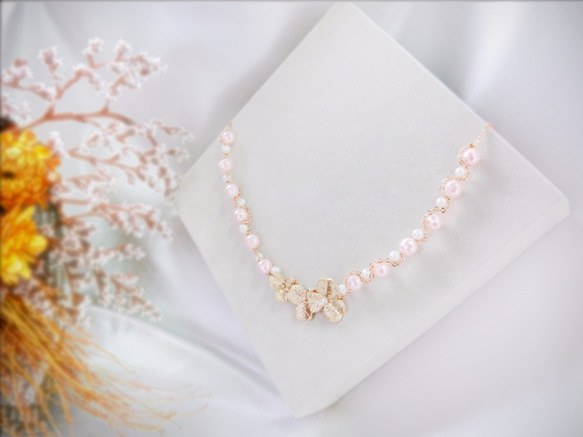 [雪]桜の真珠のネックレスの草ジュースソース：F160143N 2枚目の画像