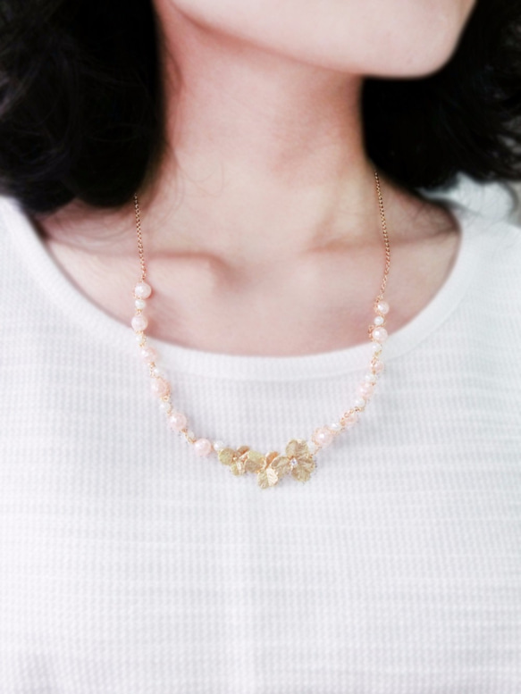[雪]桜の真珠のネックレスの草ジュースソース：F160143N 4枚目の画像