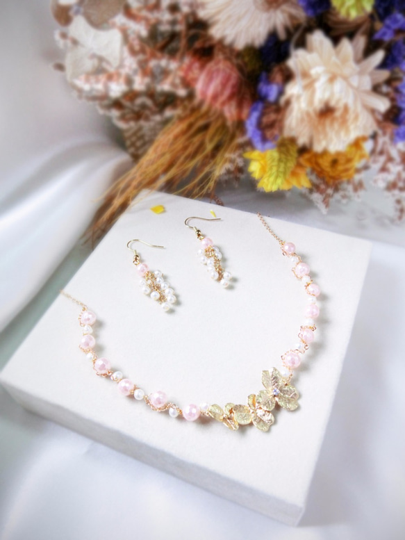 [雪]桜の真珠のネックレスの草ジュースソース：F160143N 5枚目の画像