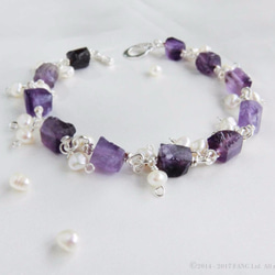 【裙擺搖搖】紫水晶 珍珠手鍊：F160165 第1張的照片