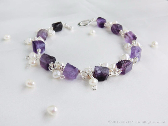 【裙擺搖搖】紫水晶 珍珠手鍊：F160165 第1張的照片