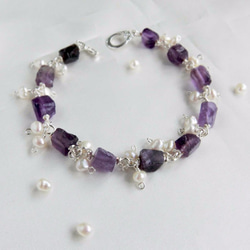 【裙擺搖搖】紫水晶 珍珠手鍊：F160165 第2張的照片
