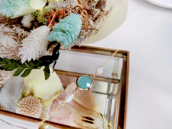 FULL贈り物 - カラーストーンの真珠のブレスレット 2枚目の画像