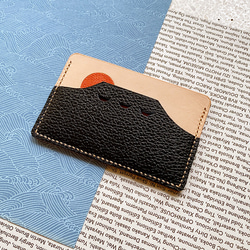 手工製作旭日升富士山皮革名片卡夾 第3張的照片