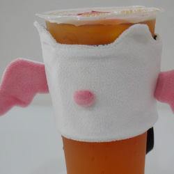 bucute環保飲料提袋/飲料杯套/環保杯套/提袋/白色無糖去冰天使貓 第8張的照片