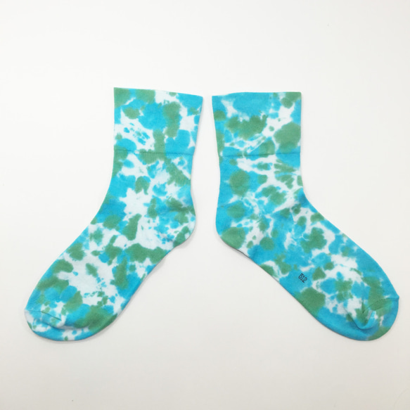[地球] 襪子 3/4寬口襪 手染 渲染 染色/客製化 交換禮物 聖誕禮物 第2張的照片