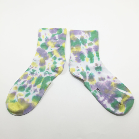 [甜圓] 襪子 3/4寬口襪 手染 渲染 染色/客製化 交換禮物 聖誕禮物 第2張的照片