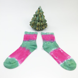 [聖誕] 襪子 3/4寬口襪 手染 渲染 染色/客製化 交換禮物 聖誕禮物 第1張的照片
