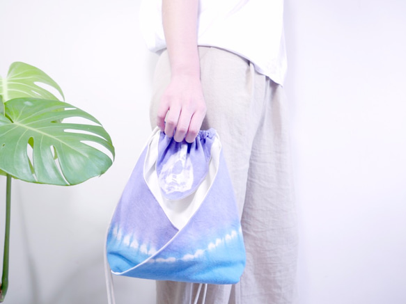 Tie dye/Kimono bag/hand bag/shoulder bag [Round purple] 2枚目の画像