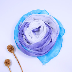 [紫羅蘭] 圍巾 絲巾 披肩 手染 渲染 染色/客製化 交換禮物 聖誕禮物 第2張的照片