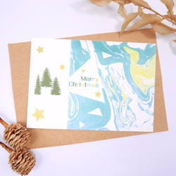 [聖誕卡片 組合包/4張] 聖誕 卡片 明信片 贈素色信封 聖誕禮物 交換禮物 浮水染 第7張的照片