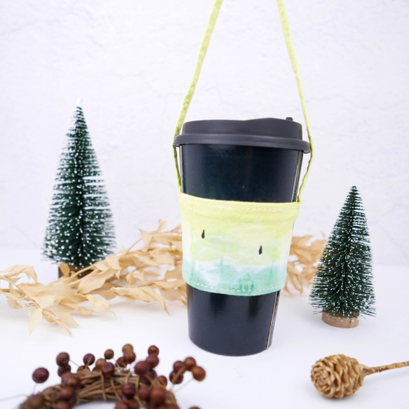 [小玉西瓜] 環保飲料提袋 杯套 手作 手染 聖誕禮物 交換禮物 第1張的照片