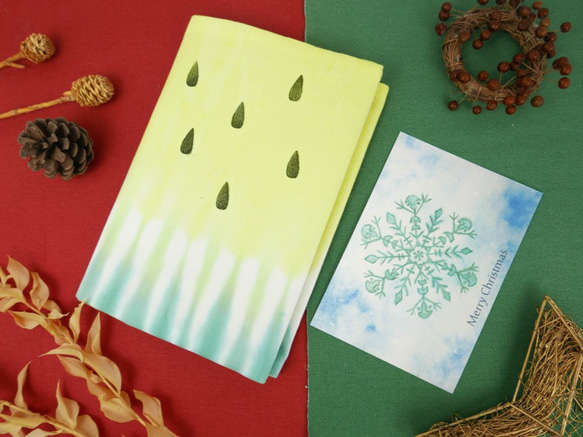【Creema禮物季】原價$580 手染 書衣/手帳+聖誕卡 贈空白筆記本 優惠組 第3張的照片