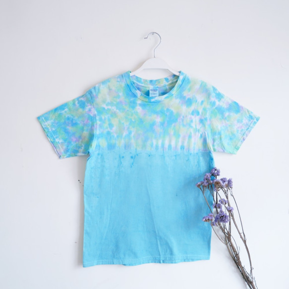 [green dot] Tie dye/T-shirt/Garment/Custom size/Men/Women 1枚目の画像