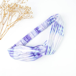 : 紫嵐 : 髮帶 鬆緊 手染 渲染 禮物 純棉 第1張的照片