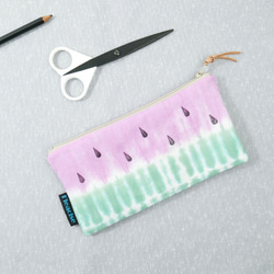 Tie-dye handmade Pencil Case Cosmetic bag : Watermelon Red : 1枚目の画像