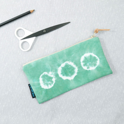 : 綠圈圈 : 筆袋 化妝包 收納袋 錢袋 手染 渲染 禮物 第2張的照片