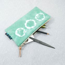 : 綠圈圈 : 筆袋 化妝包 收納袋 錢袋 手染 渲染 禮物 第4張的照片