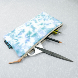 Tie-dye handmade Pencil Case Cosmetic bag : Lake Waves  : 2枚目の画像