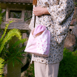 : 櫻 : 日式和服包 水桶包 側背包 肩背包 斜背包 手染 渲染 禮物 第8張的照片