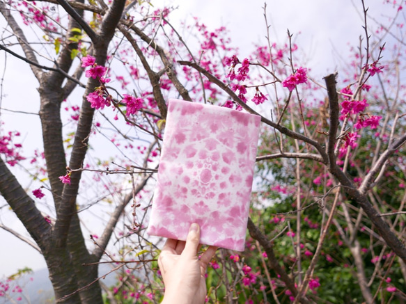 :Sakura: Hadmade Tie dye Book Cover for A5 Adjustable gifts 2枚目の画像
