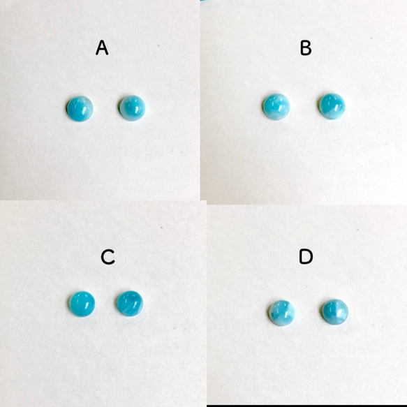 ◇癒しの石◇ラリマーのカボションピアス シンプルな一粒 イアリング 14kgf 変更可能 好きな石を選べます 2枚目の画像