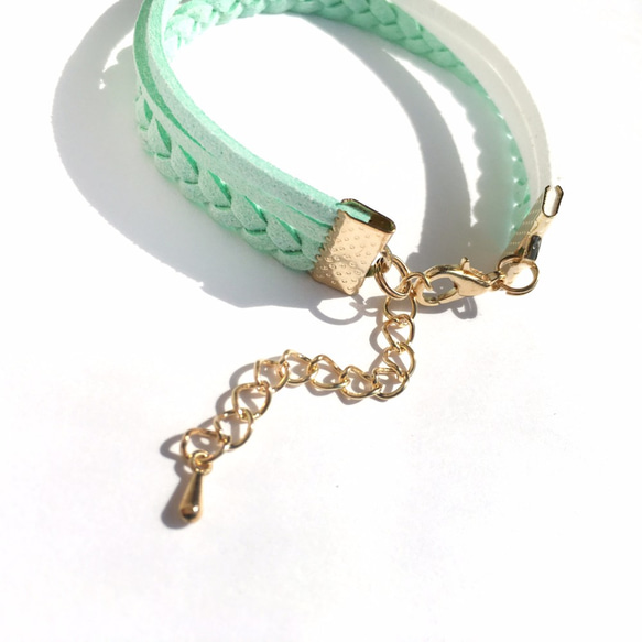 Handmade Double Braided Infinity Bracelets-light green 2枚目の画像