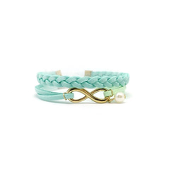 Handmade Double Braided Infinity Bracelets-light blue 1枚目の画像