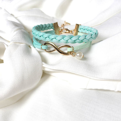 Handmade Double Braided Infinity Bracelets-light blue 2枚目の画像