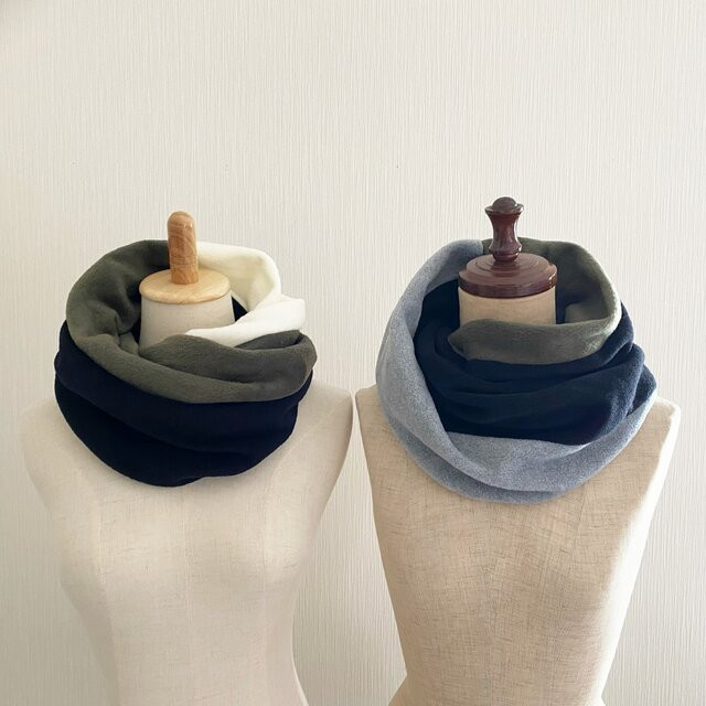 ♡カップル・ご夫婦におすすめ♡おそろいスヌード♡色違いリンクコーデ♡バイカラーネックウォーマー♡スヌード２枚ペアセット♡ 7,680円