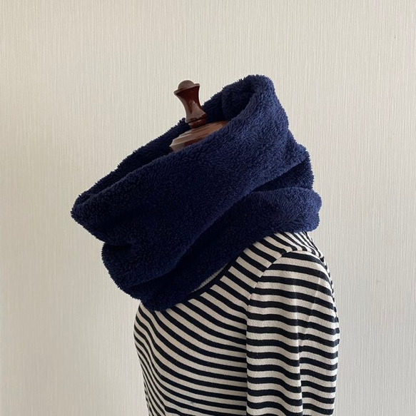 ♡Fluffy Mokomoko ♡Volume Snood ♡Neck Warmer ♡Navy 第3張的照片