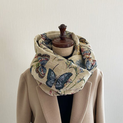 蝶々柄☆.。.:*・素敵なゴブラン織りの大人で上品なスヌード　秋冬 3枚目の画像