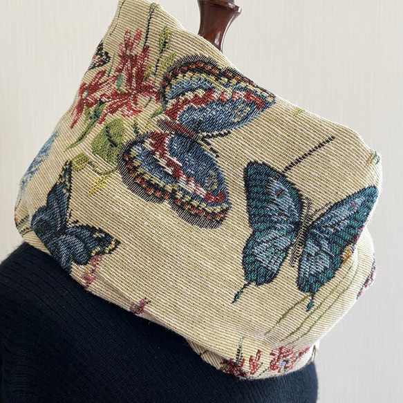 蝶々柄☆.。.:*・素敵なゴブラン織りの大人で上品なスヌード　秋冬 4枚目の画像