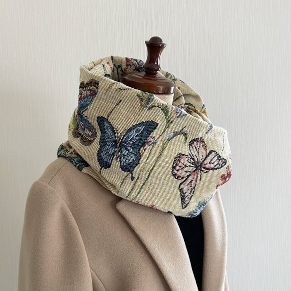 蝶々柄☆.。.:*・素敵なゴブラン織りの大人で上品なスヌード　秋冬 9枚目の画像