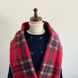 ♡蓬鬆順滑♡Tartan Plaid Snood Fleece Long Type 紅色 第3張的照片