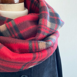 ♡蓬鬆順滑♡Tartan Plaid Snood Fleece Long Type 紅色 第4張的照片