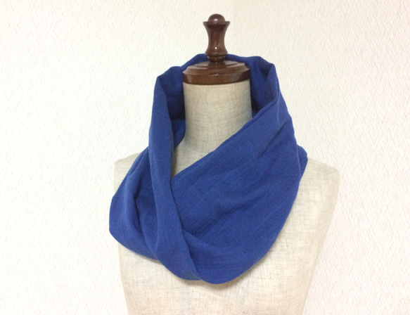 100% 棉 * 柔軟的厚布雙層紗布 ｟ 藍色 ｠ 第1張的照片